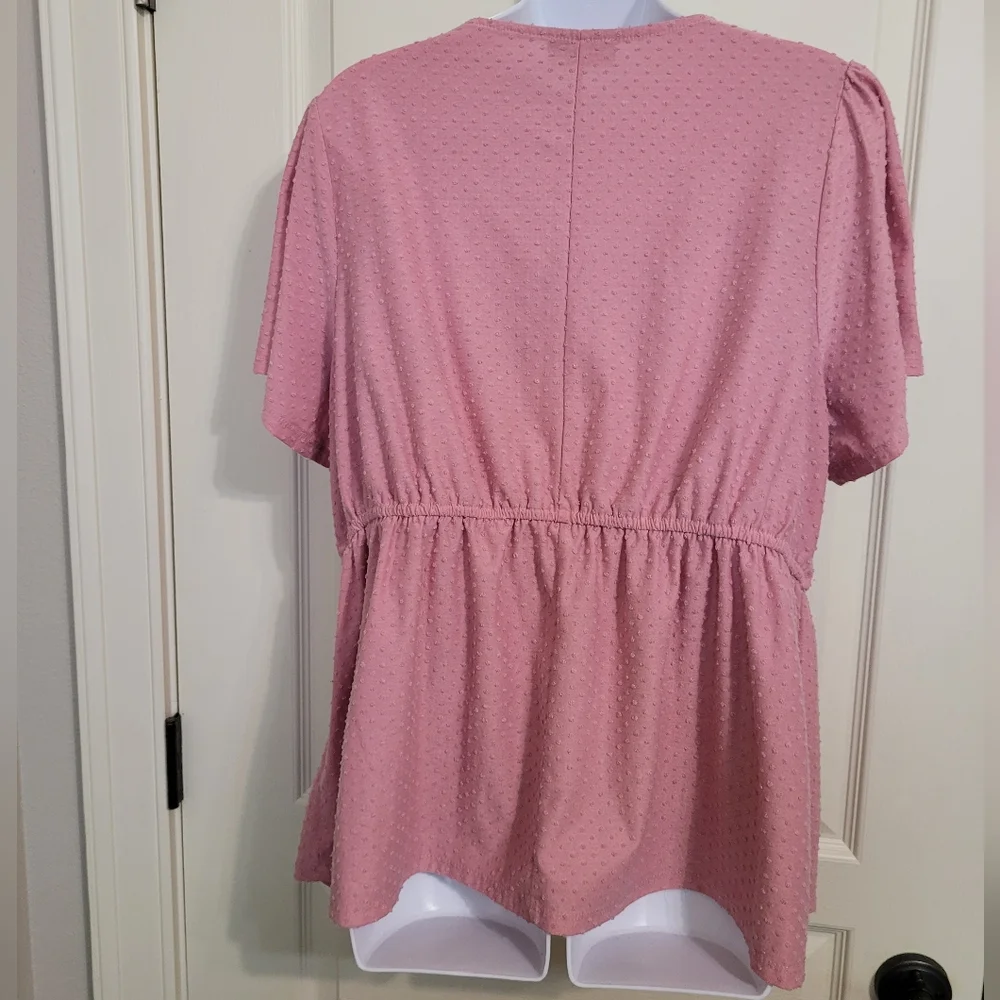 Lane Bryant Pink V-Neck blouse, Sz 18/20, GUC - Picture 3 of 8